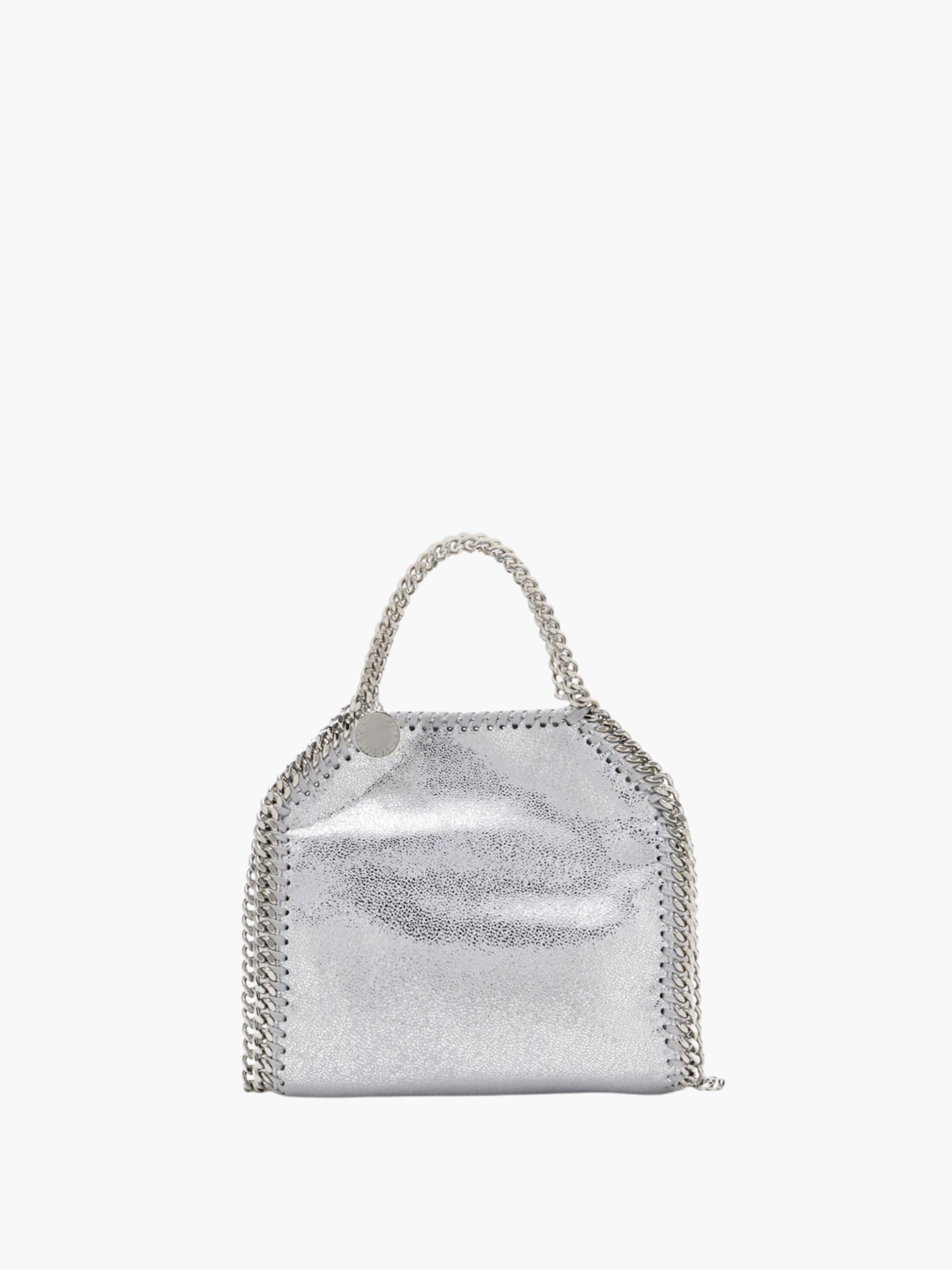 Stella Mccartney Bag Falabella Tiny Eco Shiny Dotted Chamois Silver