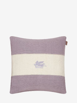 Etro Cushion Pegaso Linen Embroidered  45X45 Lilac-White