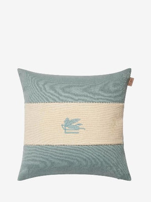 Etro Cushion Pegaso Linen Embroidered  45X45 Blue-White