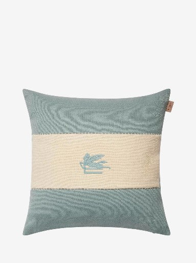 Etro Cushion Pegaso Linen Embroidered  45X45 Blue-White