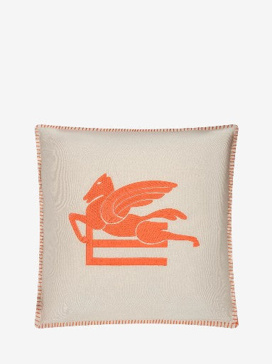 Etro Cushion Ribot Embroidered  45X45 White-Orange