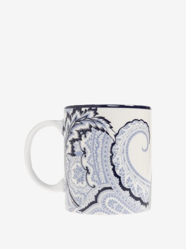 Etro Mug Bloom  Diam. 8 H.9 Cm White-Blue