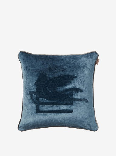Etro Cushion New Pegaso Embroidered  W/Piping 45 Navy