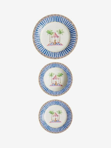 Lisa Corti Table Set Plate 3X Porcelain Sariska Blue Unica