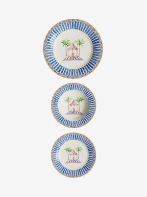 Lisa Corti Table Set Plate 3X Porcelain Sariska Blue Unica