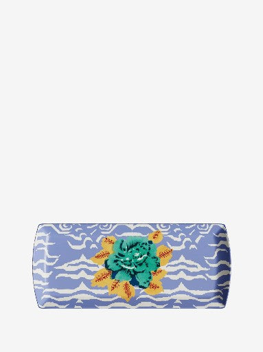 Lisa Corti Rectangular Tray 35X15 Porcelain Indian Tiger Pervinch 35X15