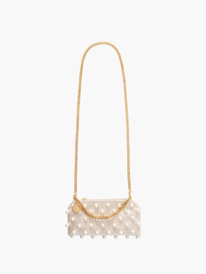 Stella Mccartney Bag Falabella Mini Evening Eco Satin W/studded Pure White