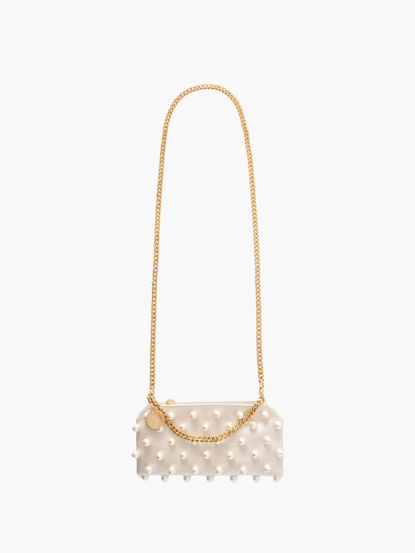 Stella Mccartney Bag Falabella Mini Evening Eco Satin W/studded Pure White