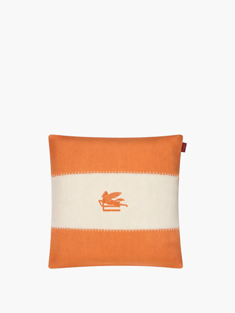 Etro Cushions Pegaso Linen Embroidered Cushion 45X45 Orange