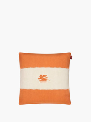 Etro Cushions Pegaso Linen Embroidered Cushion 45X45 Orange