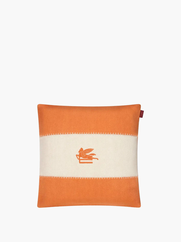 Etro Cushions Pegaso Linen Embroidered Cushion 45X45 Orange