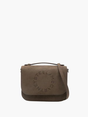 Stella Mccartney Bag Logo Flap Embossed Grainy Alter Suede Moka