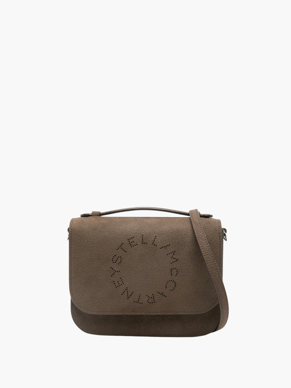 Stella Mccartney Bag Logo Flap Embossed Grainy Alter Suede Moka