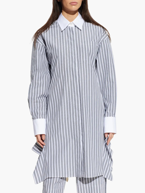 Stella Mccartney Dress Cotton Stripe Dress Grey/White