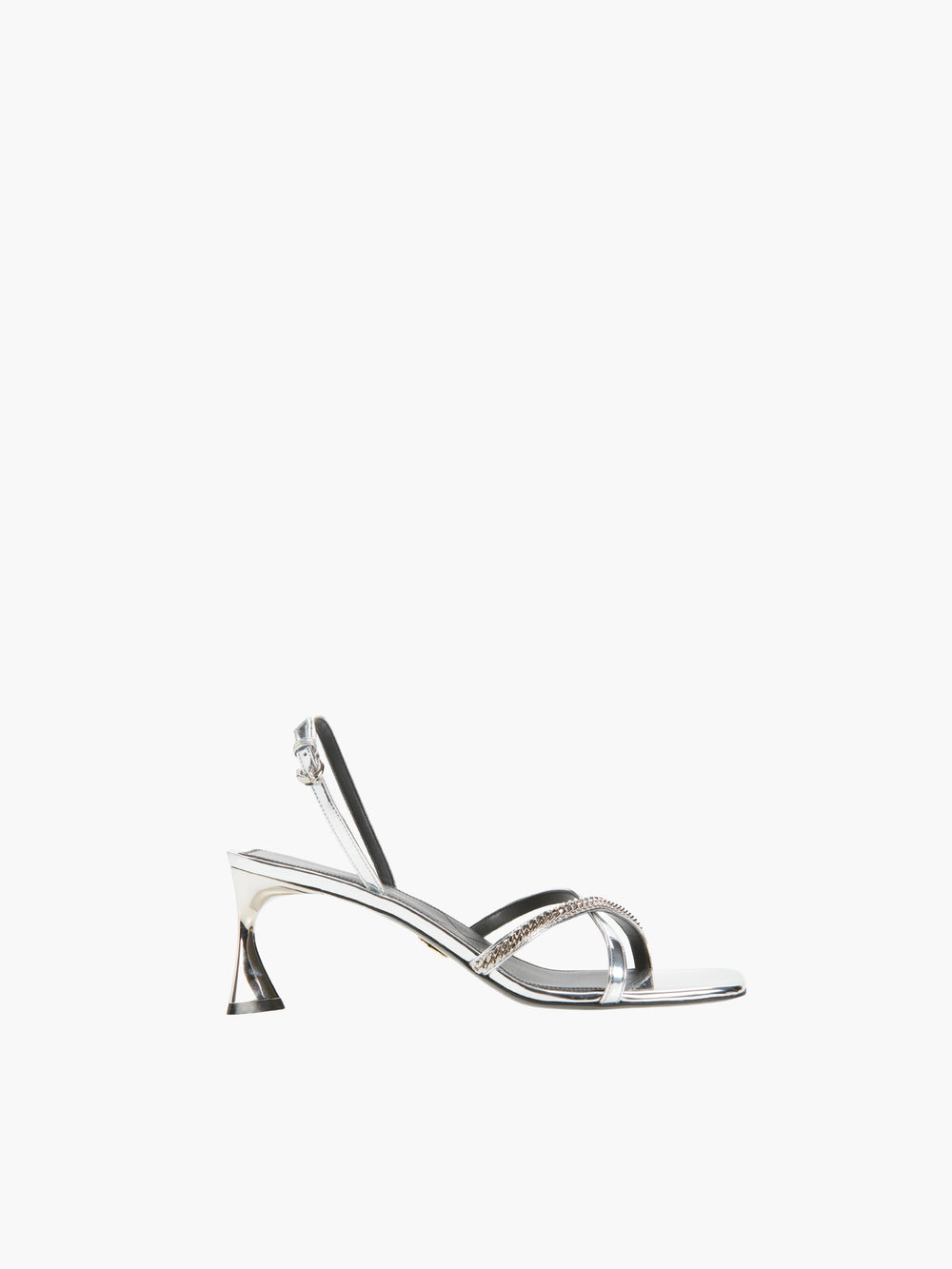 Stella Mccartney Heeled Sandals Elsa Sandal Metallic Alter Mat W/ Chain Silver