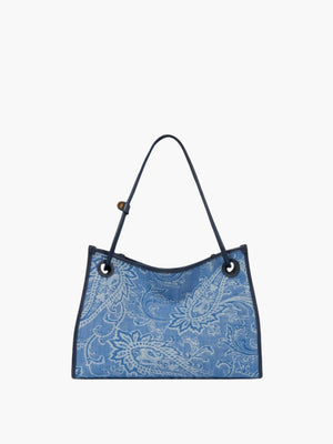 Etro Bag Pins Shopping Eyes Denim Jacquard Blue