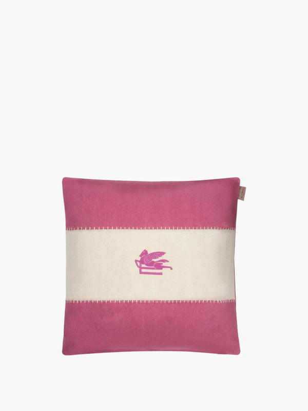 Etro Cushions Pegaso Linen Embroidered Cushion 45X45 Red