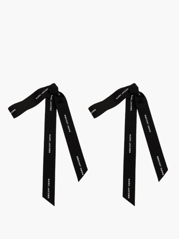 Marc Jacobs Earrings Ribbon Bow Statement Silver/Black