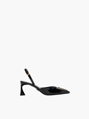 Stella Mccartney Heels Elsa Slingback Patent Alter Mat W/ Chain Black