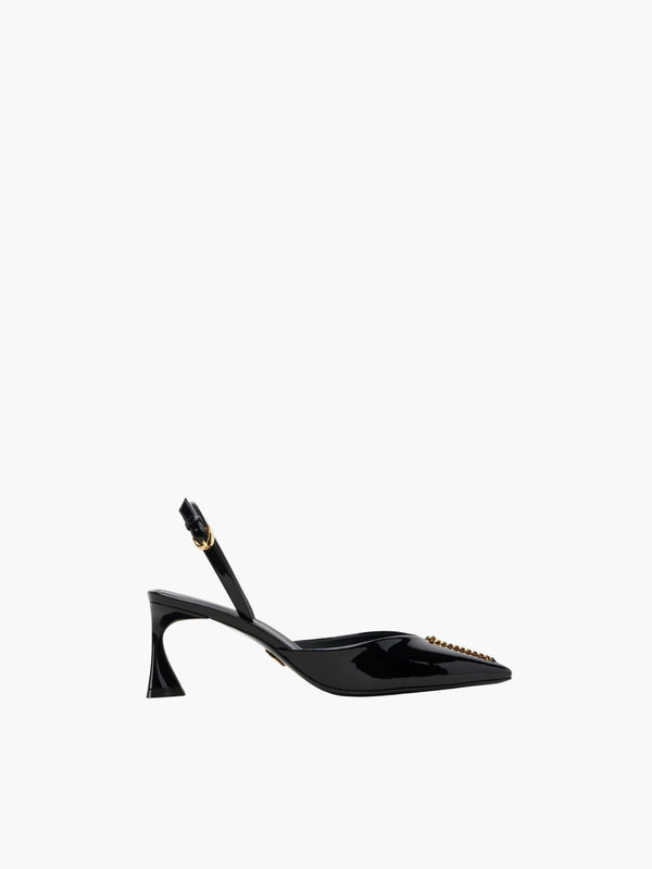 Stella Mccartney Heels Elsa Slingback Patent Alter Mat W/ Chain Black