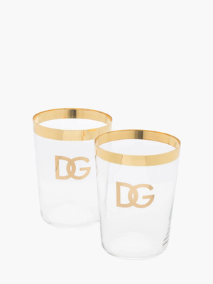 Dolce & Gabbana Water Glass Set Of 2 Clear / Gold
