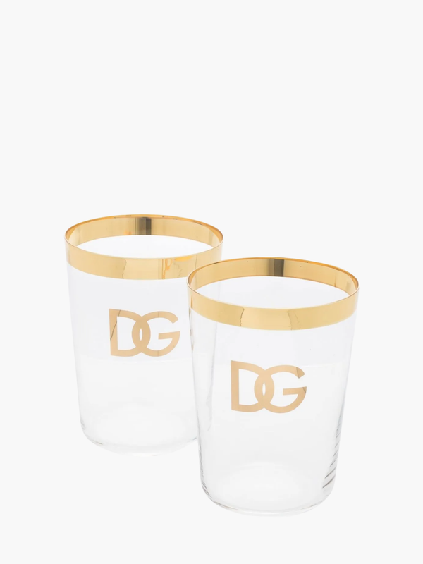 Dolce & Gabbana Water Glass Set Of 2 Clear / Gold