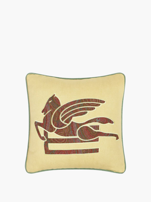 Etro Cushions Somerset Linen Embroidered Cushion W/Cord 4 Yellow