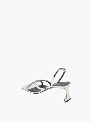 Stella Mccartney Heeled Sandals Elsa Sandal Metallic Alter Mat W/ Chain Silver