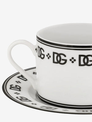 Dolce & Gabbana Teacups With Saucers Set Of 2 White
