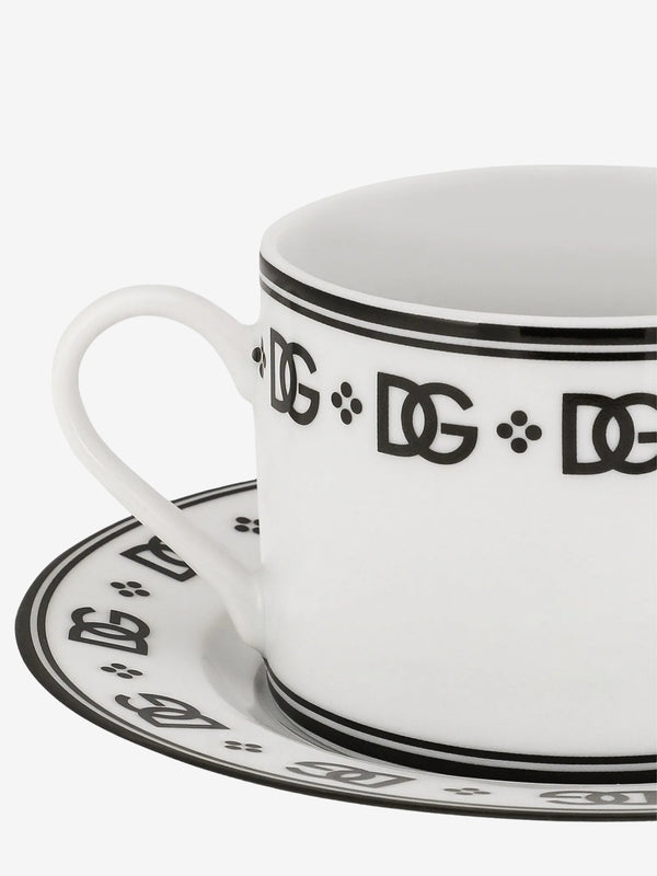 Dolce & Gabbana Teacups With Saucers Set Of 2 White