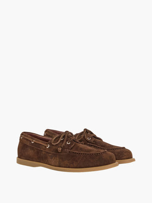 Etro Loafers El2 Boat  Printed Suede  Chocolate