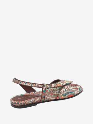 Etro Sandals Flat Paisley Printed Gabardine Pais Multi