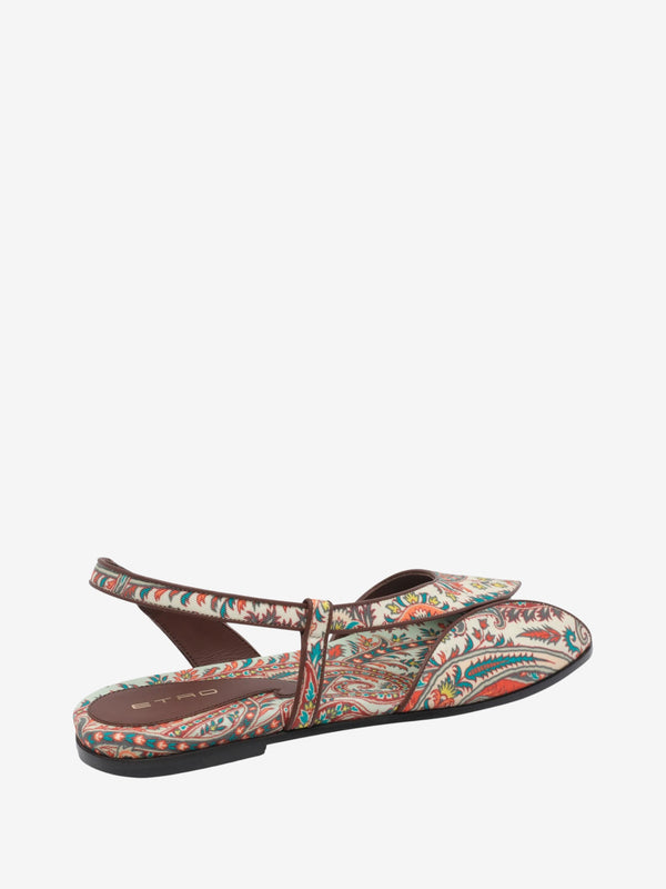 Etro Sandals Flat Paisley Printed Gabardine Pais Multi