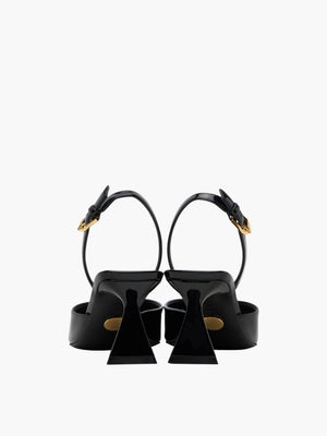 Stella Mccartney Heels Elsa Slingback Patent Alter Mat W/ Chain Black