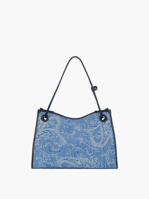 Etro Bag Pins Shopping Eyes Denim Jacquard Blue