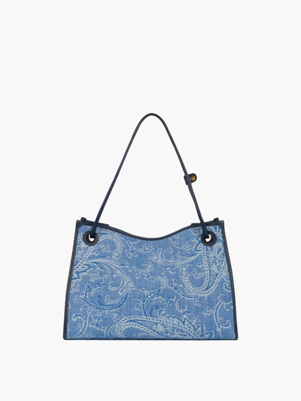 Etro Bag Pins Shopping Eyes Denim Jacquard Blue