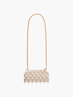 Stella Mccartney Bag Falabella Mini Evening Eco Satin W/studded Pure White