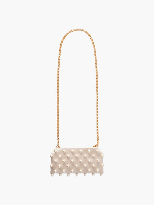 Stella Mccartney Bag Falabella Mini Evening Eco Satin W/studded Pure White