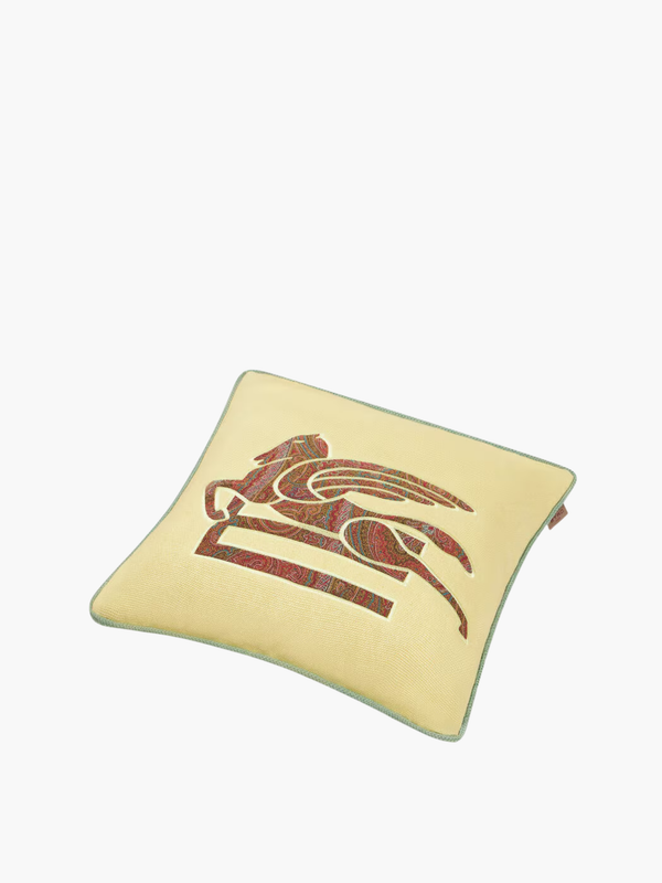 Etro Cushions Somerset Linen Embroidered Cushion W/Cord 4 Yellow
