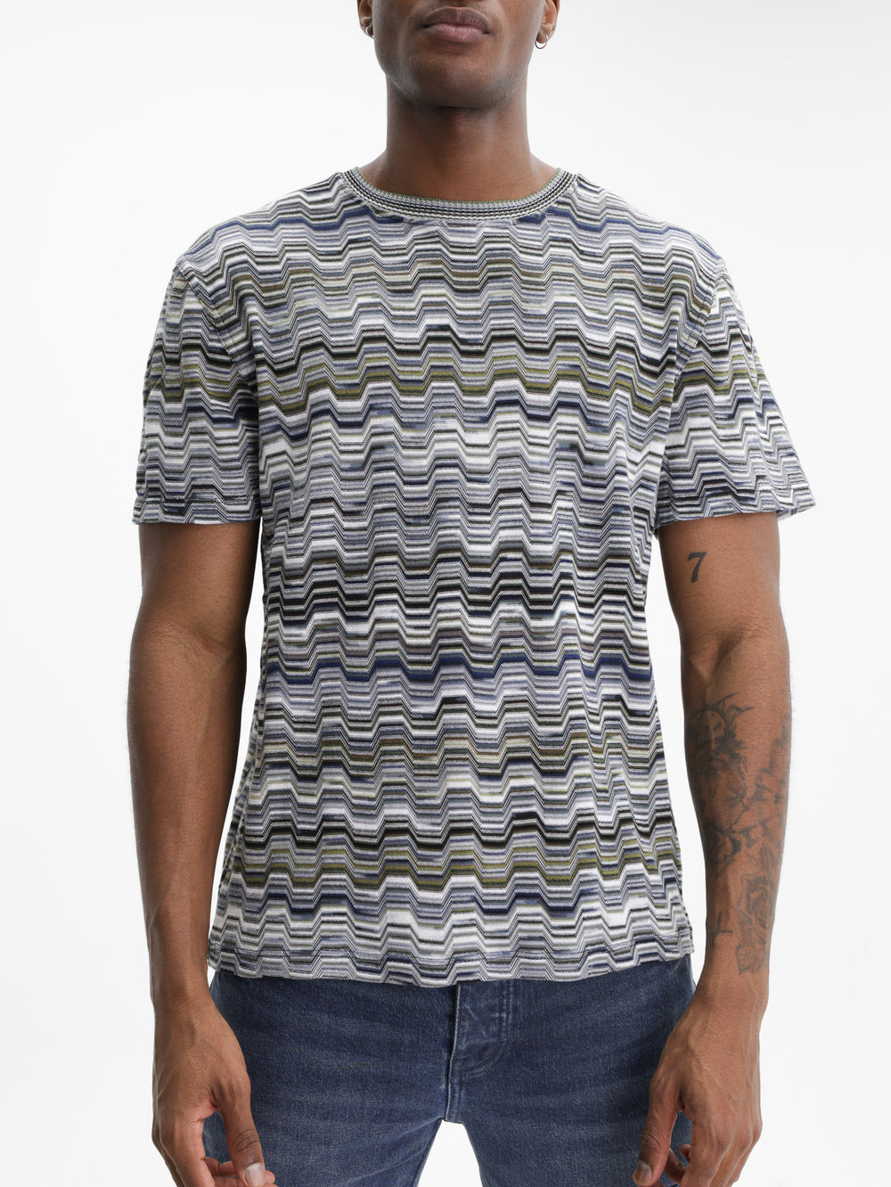 Missoni T-Shirt Crewneck Beige & White