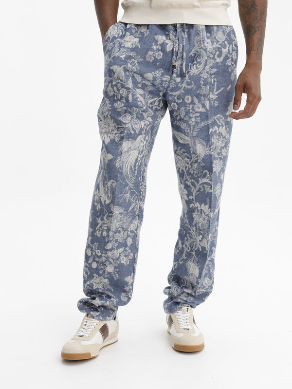 Etro Pants Jogger Blue-Off White