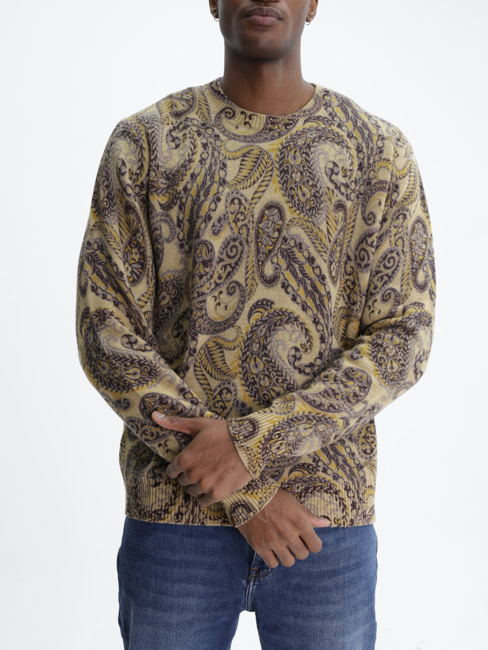 Etro Knitted C-Neck Paisley Print Multi