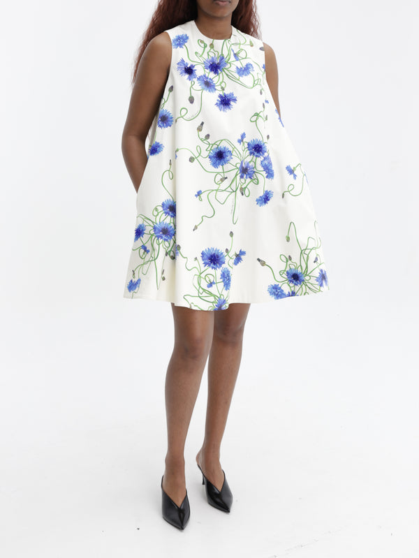 Stella Mccartney Dress Emb Blue Floral Print White