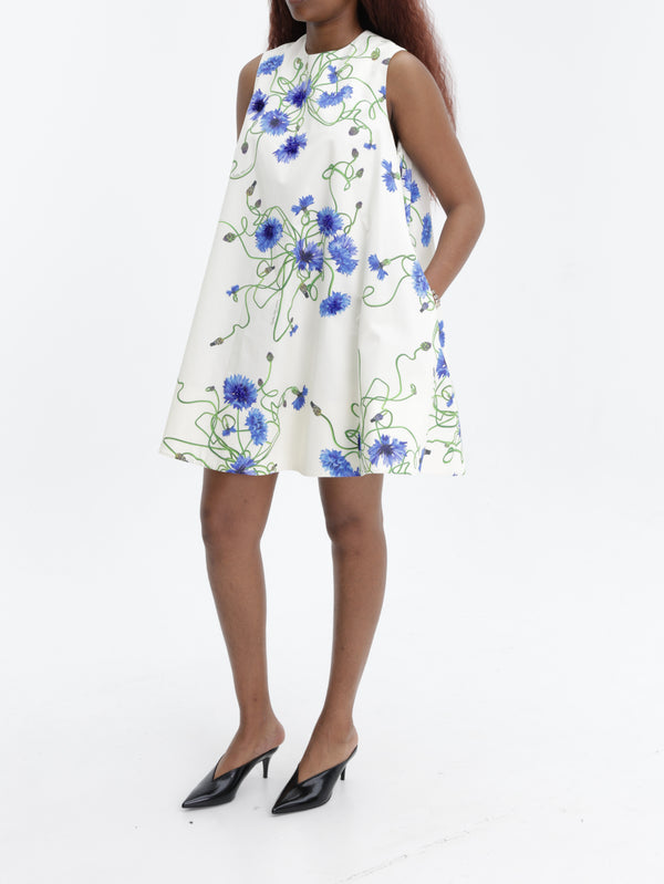 Stella Mccartney Dress Emb Blue Floral Print White