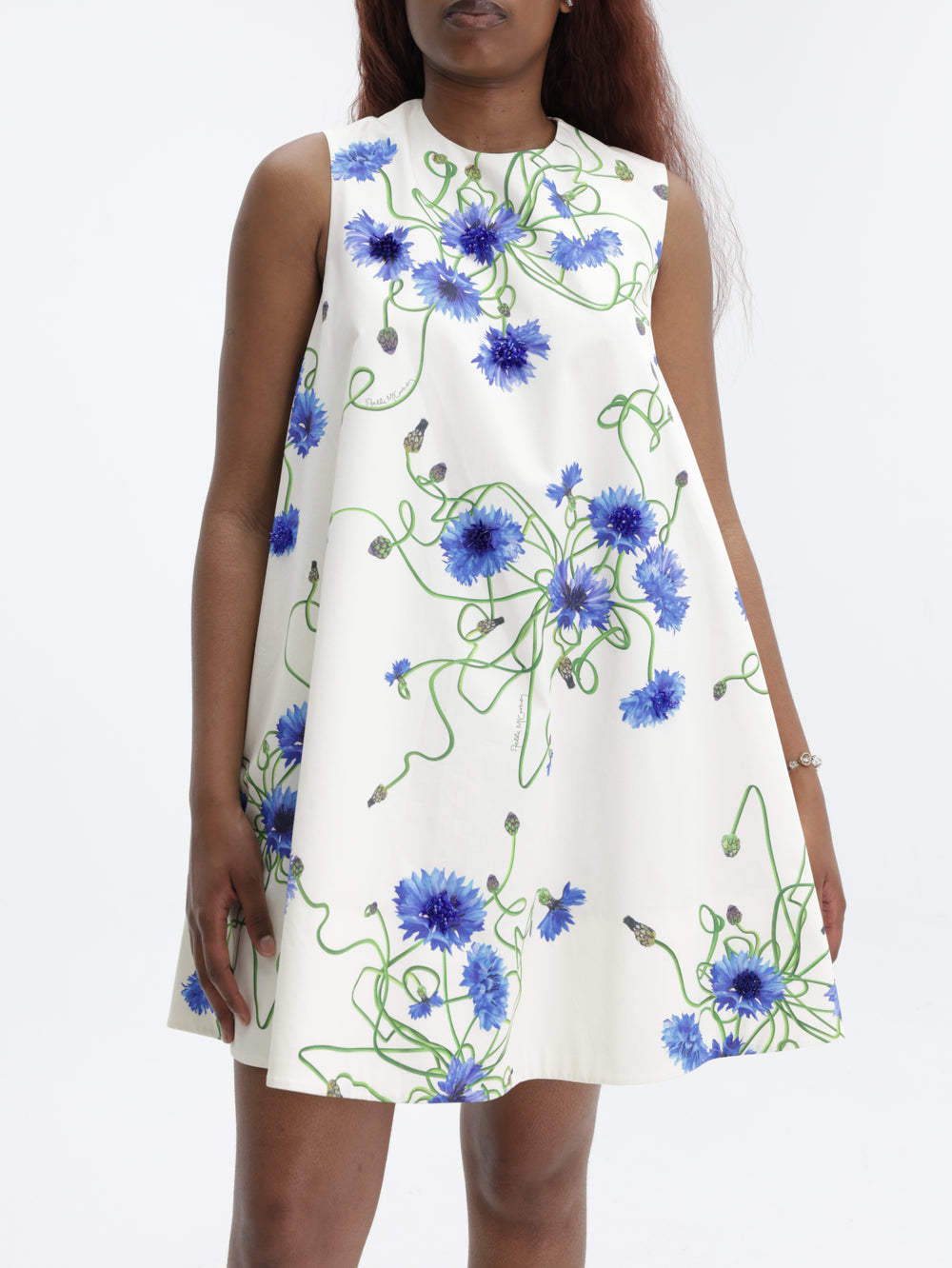 Stella Mccartney Dress Emb Blue Floral Print White