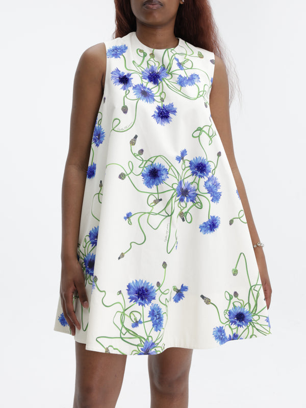 Stella Mccartney Dress Emb Blue Floral Print White