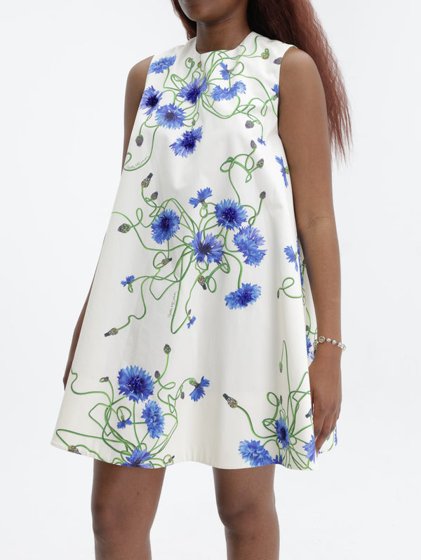 Stella Mccartney Dress Emb Blue Floral Print White