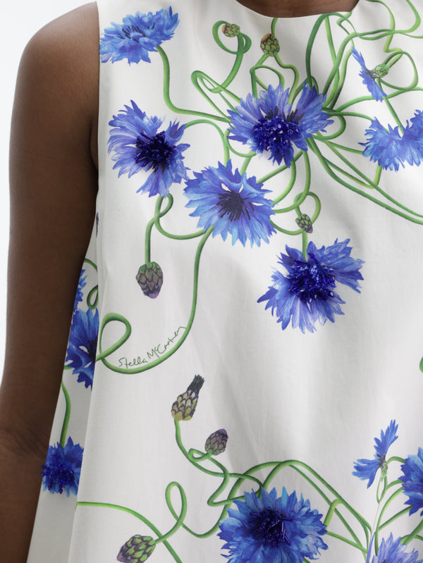 Stella Mccartney Dress Emb Blue Floral Print White