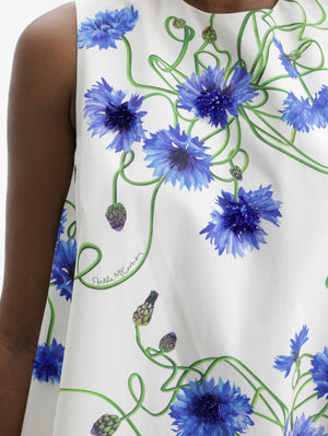 Stella Mccartney Dress Emb Blue Floral Print White