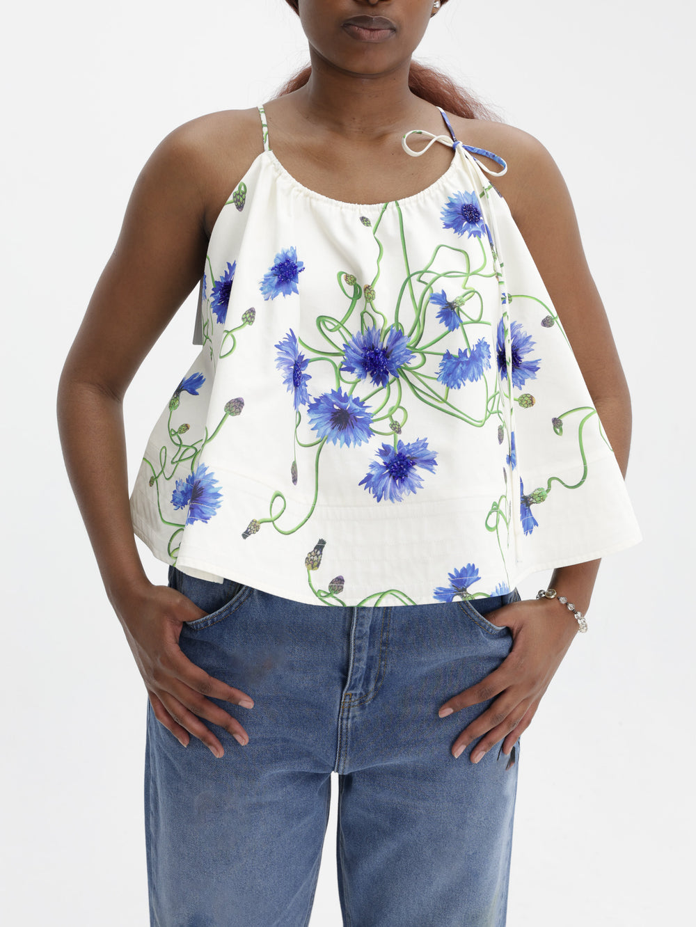 Stella Mccartney Top Floral Print Frill White